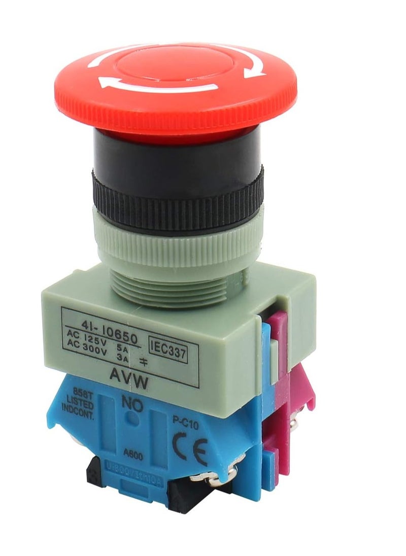 KNP - KNP Emergency Stop Switch Baomain Emergency Stop Switch Push Button Switch AC 600V 10A Red Mushroom 22mm NO NC - Image 1