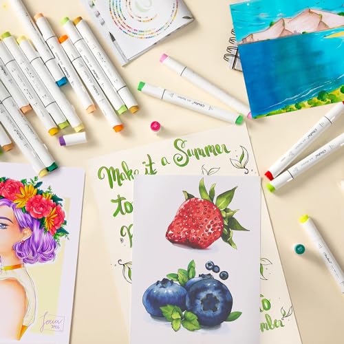 Ohuhu Alcohol Markers Brush Tip -Double Tipped Art Marker Set for Artist Adults Coloring Illustration - 120 Colors- Brush & Chisel Dual Tips- Honolulu of Ohuhu Markers- Refillable Alcohol-based Ink - Image 2
