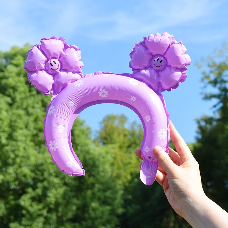 Daisy Smiley Daisy Handheld Stick Mid-Stick Headband Aluminum Film Balloon Stall Push-Sweep Code Activity Balloon - Image 1