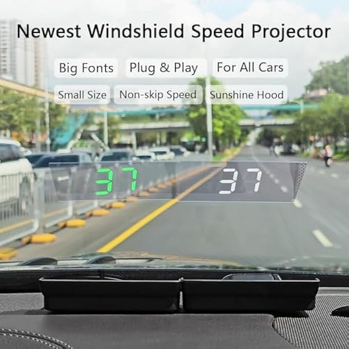 NALACAL Hud Projection Head Up Display Speedometers KmH And Mph Speed Units Can Be Switched Universal Car Head Up Display Digital Windshield Projector Speed Meter Car Speed Display - Image 2