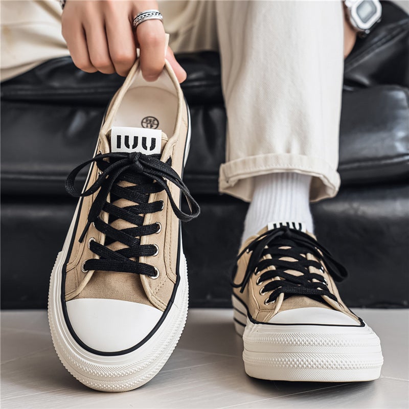 Men's Canvas Low-Top Sneakers with Thick Sole - Image 4