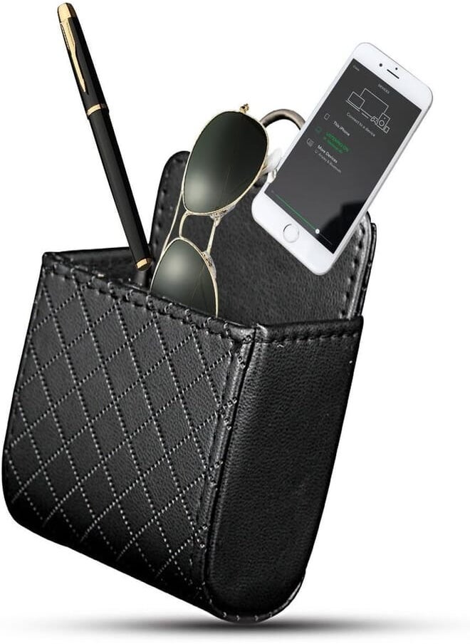 YOSOO - Yosoo Car Auto Seat Back Interior Air Vent Cell Phone Holder Pouch Bag Box Tidy Storage Coin Bag Case Organizer with Hook (Black) - Image 1
