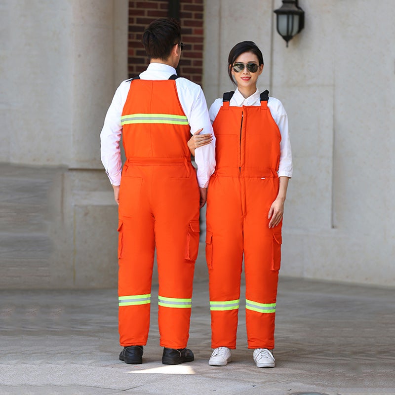 New Thick Canvas Strap Cotton Pants Manufacturers Overalls Plus Reflective Strip Crew Labor Protection Clothing - Image 3