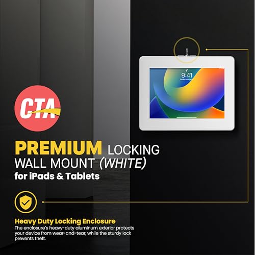 CTA Digital Wall Mount for iPad, iPad Pro, iPad Air, Tablet - White - 11" Screen Support - Image 2