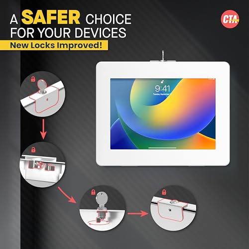 CTA Digital Wall Mount for iPad, iPad Pro, iPad Air, Tablet - White - 11" Screen Support - Image 3