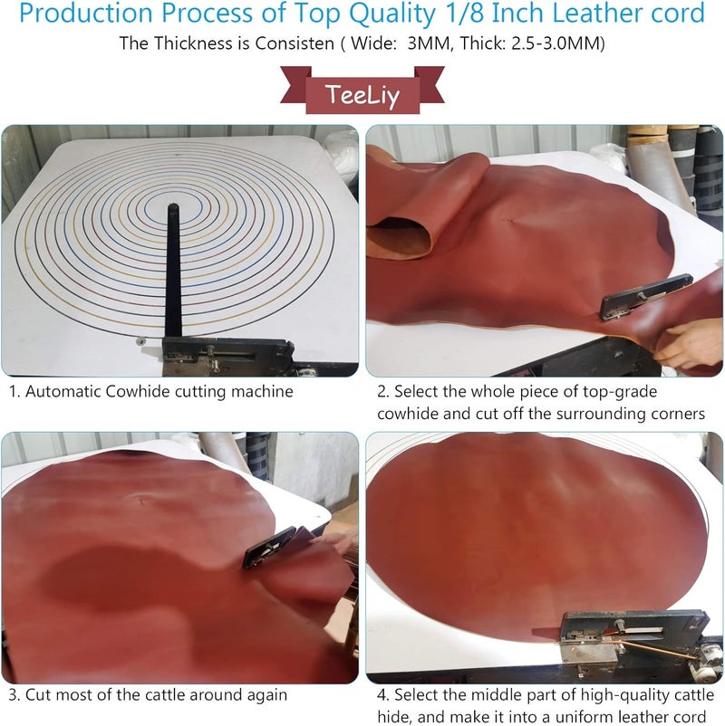 TeeLiy 3MM Flat Genuine Leather Cord - Natural Leather Lacing - Strip Cord Braiding String for Jewelry Making Shoe Lace Braided Bracelets Necklaces Handbags Knife Sheaths Chocolate (5Yards) - Image 2