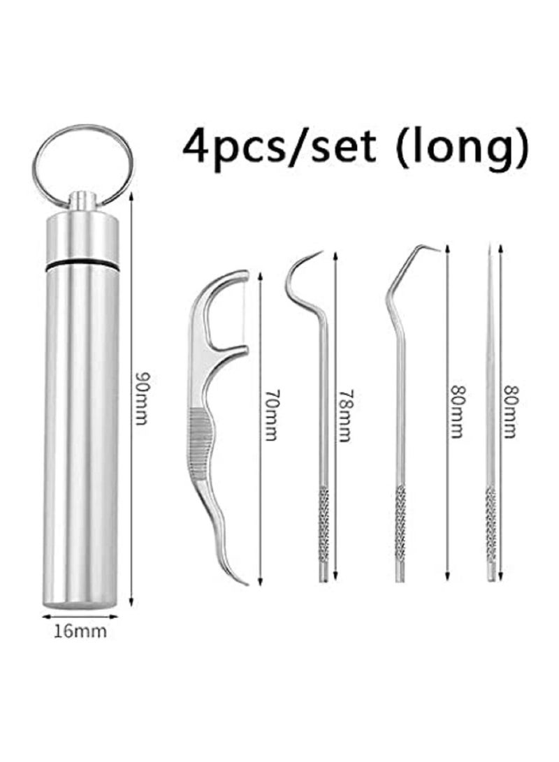 Stainless Steel Toothpick Set Tooth Flossing Reusable Toothpicks Portable Toothpick Floss Teeth Cleaner Oral Cleaning