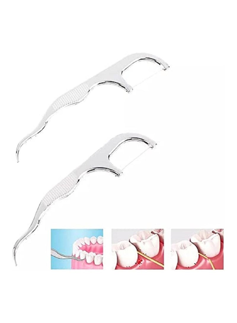 Stainless Steel Toothpick Set Tooth Flossing Reusable Toothpicks Portable Toothpick Floss Teeth Cleaner Oral Cleaning