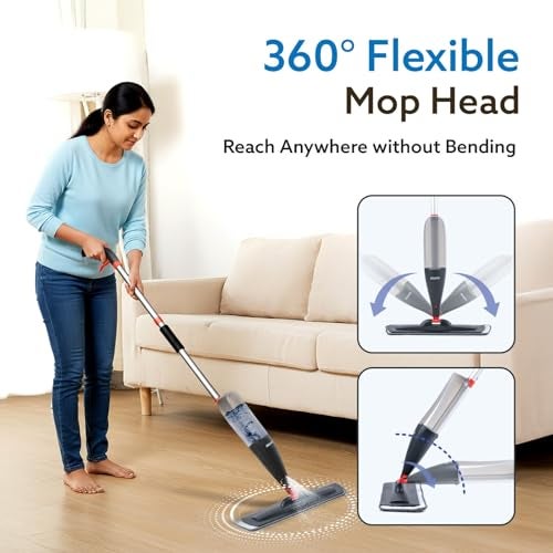 AGARO Delite Spray Mop for Dry and Wet Floor Cleaning with Washable Microfiber Pad - with 800ml Refillable Bottle for Wooden Floor, Hardwood, Marble, Laminate, Ceramic Tiles, and for Dust Cleaning - Image 5