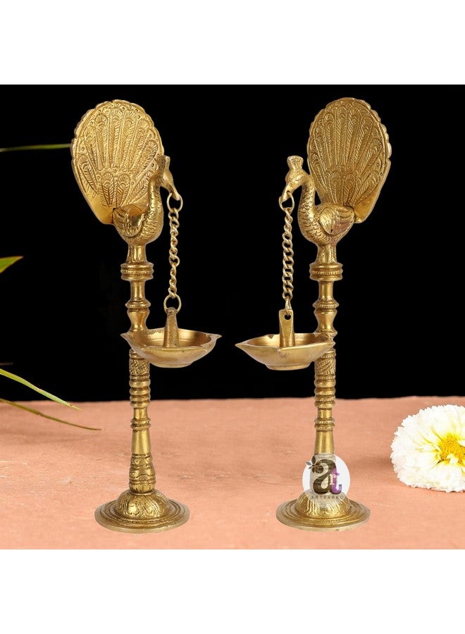 ARTVARKO حامل مصباح زيت الطيور الببغاء المعلق من ARTVARKO من النحاس للديكور المنزلي والعبادة الهندوسية وفنغ شوي 9 بوصات - Image 1