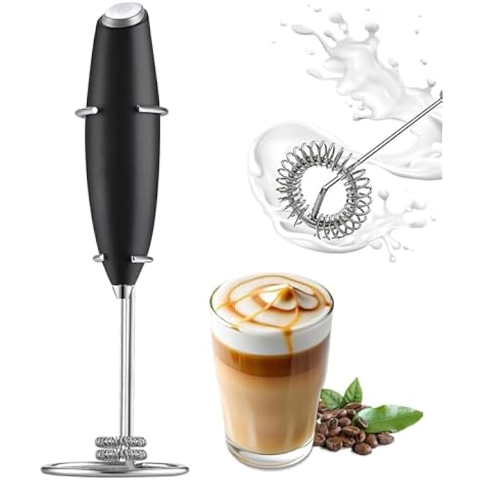 Antole Kitchen Powerful Milk Frother Wand With StandMini Whisk Drink MixerHandheld Electric Whisk For Coffee Cappuccino Latte Matcha Hot ChocolateDetachable Stainless Steel Whisk - Image 2
