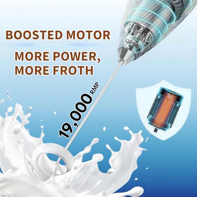 Antole Kitchen Powerful Milk Frother Wand With StandMini Whisk Drink MixerHandheld Electric Whisk For Coffee Cappuccino Latte Matcha Hot ChocolateDetachable Stainless Steel Whisk - Image 5