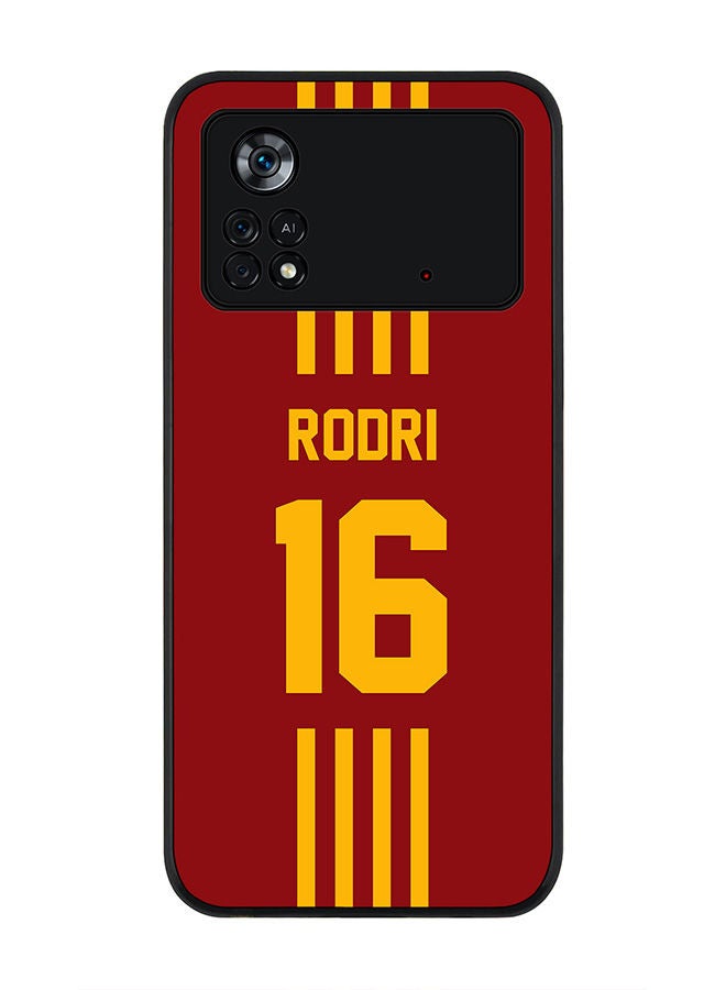 Stylizedd Rugged Black edge case for Poco M4 Pro 4G Slim fit Soft Case Flexible Rubber Edges Anti Drop TPU Gel Thin Cover - Football Team - Spain  Player Name - Rodri - Image 1