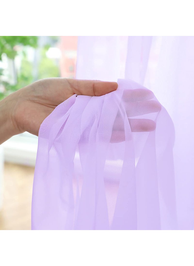 L&TEC Window Purple Sheer Curtains 60 Inches Width 72 Inches Long 2 Panels Sheer Curtains Clear Curtains Basic Rod Pocket Panel for Home Living Room Bedroom Kids Room Yard Patio Parlor Sliding  - Image 3