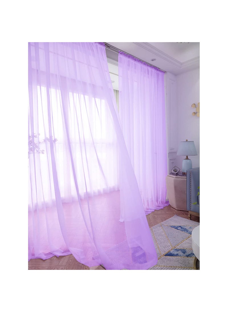 L&TEC Window Purple Sheer Curtains 60 Inches Width 72 Inches Long 2 Panels Sheer Curtains Clear Curtains Basic Rod Pocket Panel for Home Living Room Bedroom Kids Room Yard Patio Parlor Sliding  - Image 1
