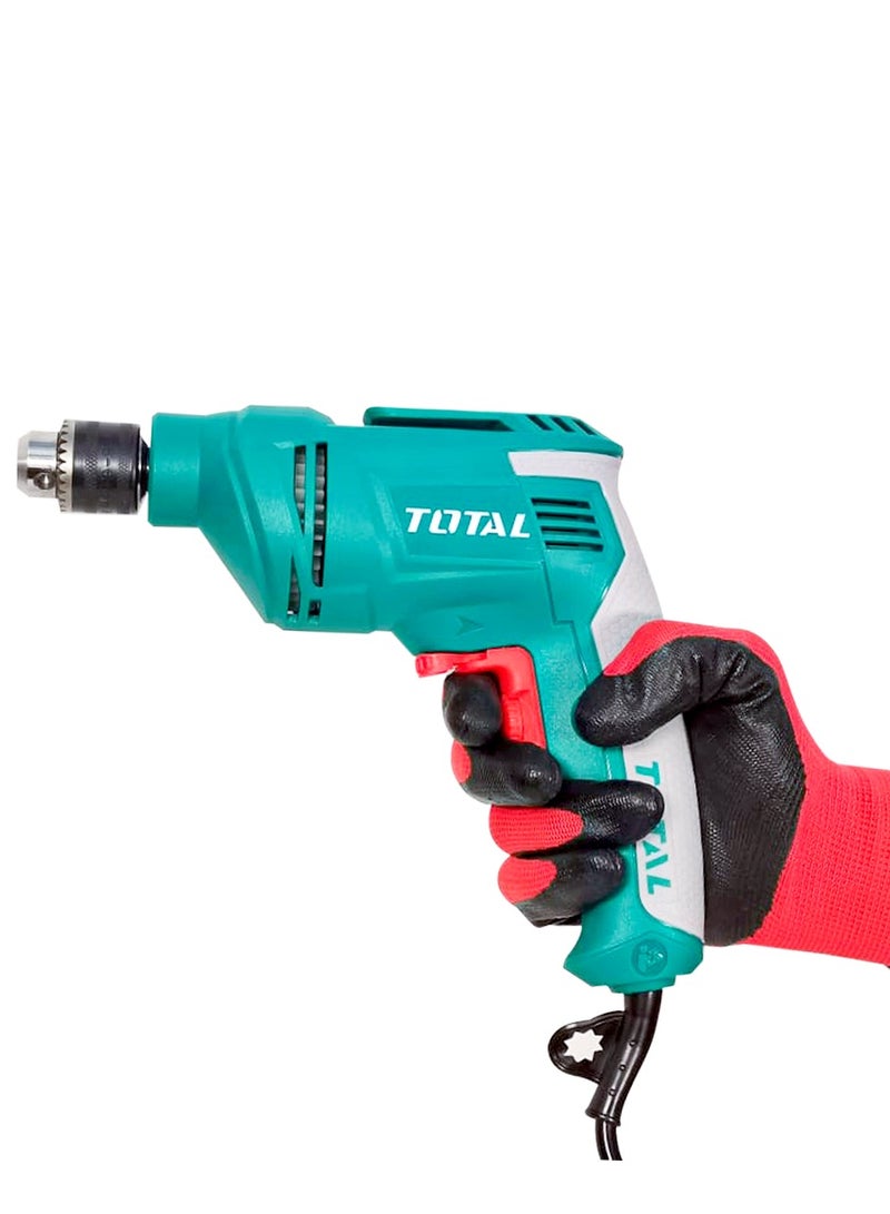 TOTAL TD4506 Electric Drill 450W Variable Speed Power Drill Machine with Forward Reverse Rotation, Lock-On Switch, Soft Grip Handle and 6.5mm Chuck for Wood, Metal and Home DIY Drilling Work - Image 3