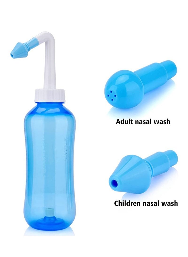 ووتر بالس - غسول الجيوب الأنفية من Neti-Pot - 300 مل مجموعة شطف الجيوب الأنفية مع 30 عبوة من أملاح غسل الأنف 2.7 جم منظف حساسية الأنف ونظام ري الأنف للبالغين والأطفال للعناية بالأنف خالية من مادة BPA - Image 1