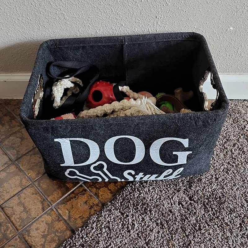 wpetle Dog Toy Bin Box Basket Storage containerï¼ŒPet Toy Basket Bin Box For Dog Toysï¼ŒDog Toy Baskets With Metal Handles - Image 2