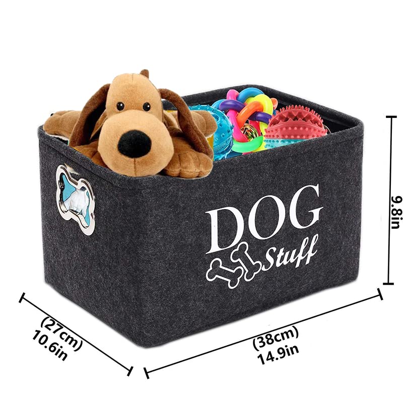 wpetle Dog Toy Bin Box Basket Storage containerï¼ŒPet Toy Basket Bin Box For Dog Toysï¼ŒDog Toy Baskets With Metal Handles - Image 3