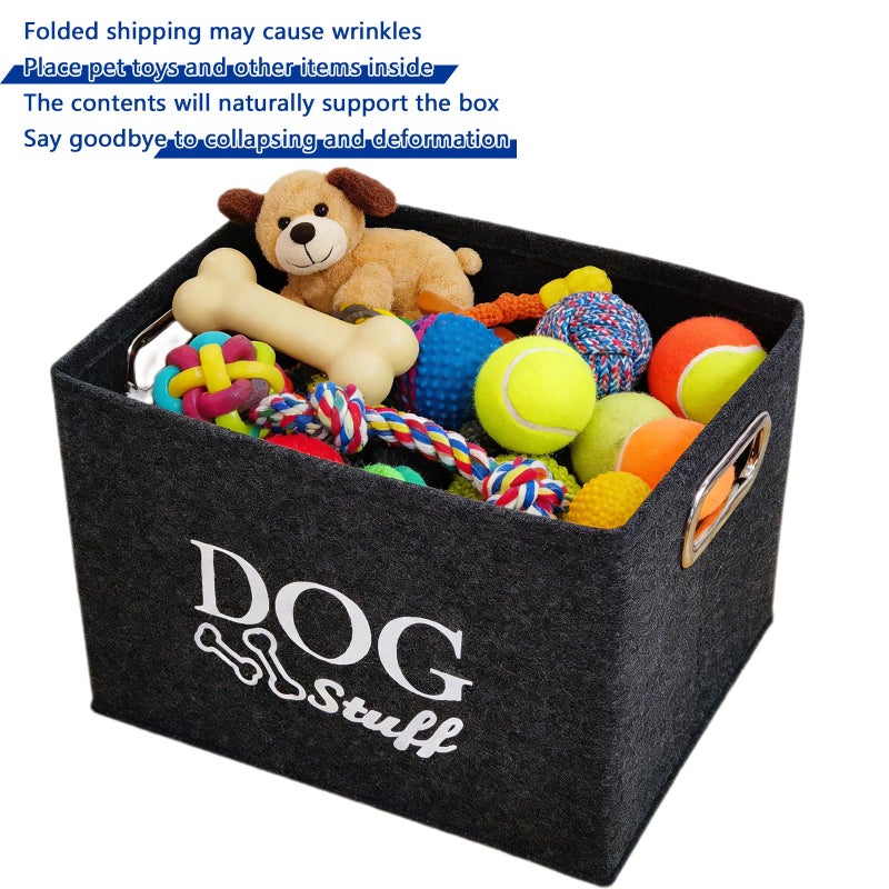 wpetle Dog Toy Bin Box Basket Storage containerï¼ŒPet Toy Basket Bin Box For Dog Toysï¼ŒDog Toy Baskets With Metal Handles - Image 4