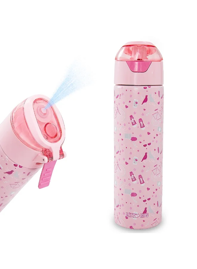 إيزي كيدز Eazy Kids Personalized - Insulated Stainless Steel Water Bottle w/Spray, Life 640ml - Pink