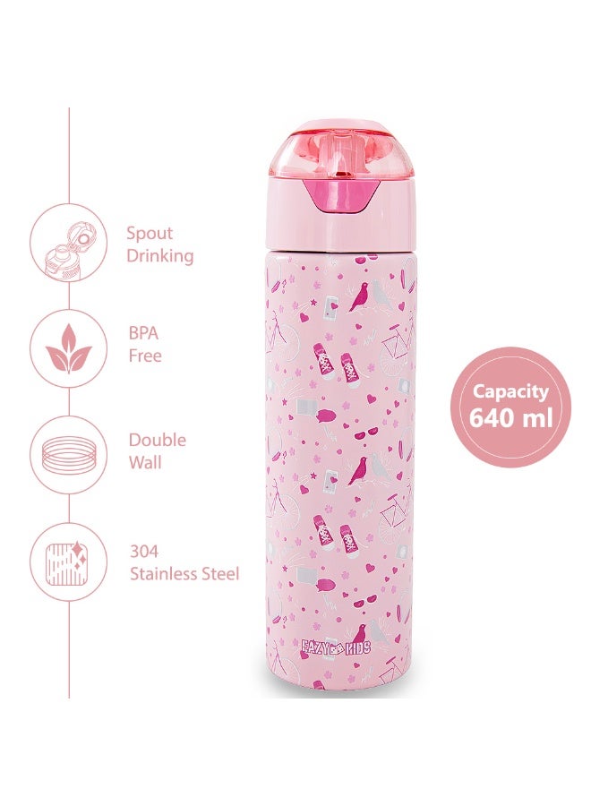 Eazy Kids Personalized - Insulated Stainless Steel Water Bottle w/Spray, Life 640ml - Pink - Image 5