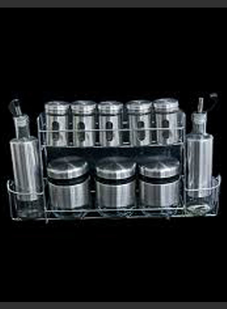 A set of spices and oil containers made of glass coated with stainless steel - Image 3