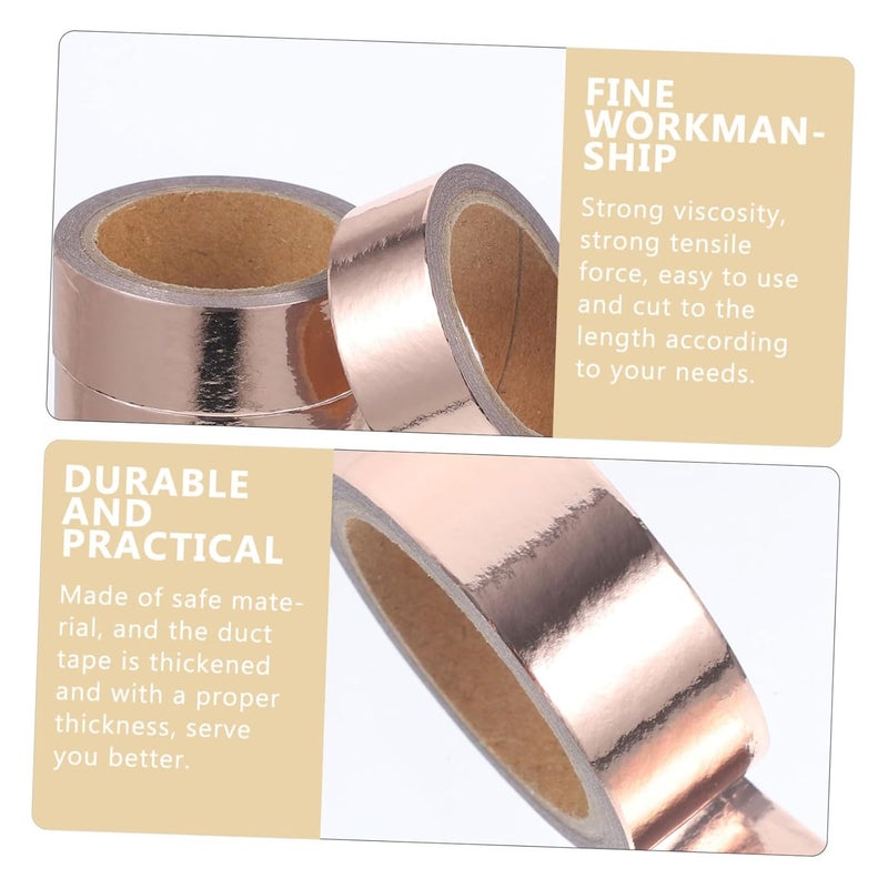 Rose Gold Wide Decorative Washi Tape 3 Rolls Adhesive Stickers For Crafts - Image 4