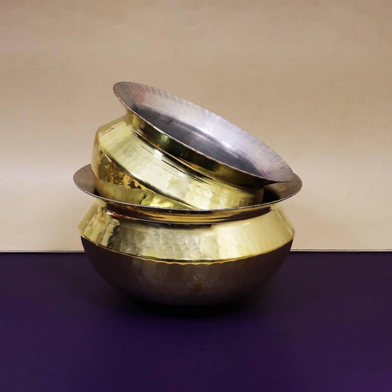 Putrika Brass Hammered LaaganCooking Utensil PatileTopeCookwareTapeliPeetalUrliPonichattiThiruvaradhana Bowl Tharpana ChattiAbhisheka Pathram for PoojaPuja Hammered Gravy Pot Small - Image 4