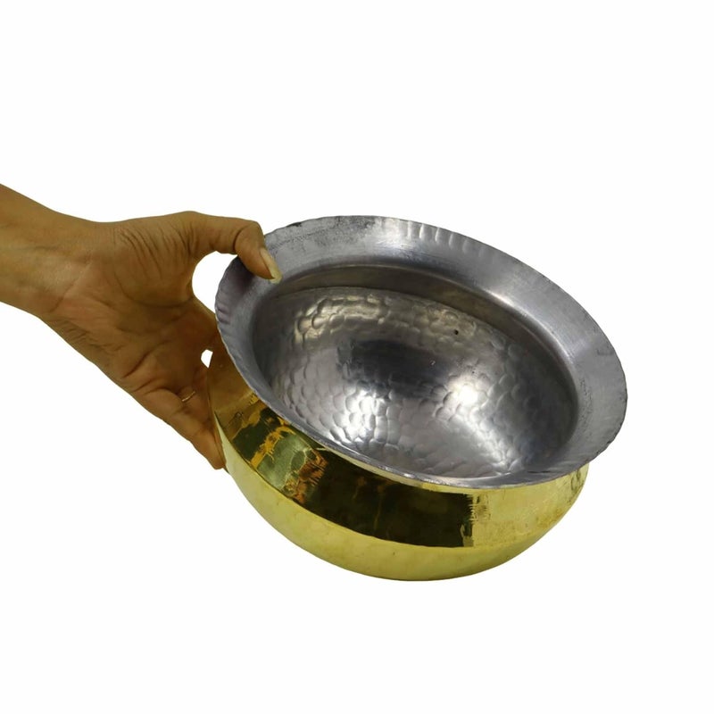 Putrika Brass Hammered LaaganCooking Utensil PatileTopeCookwareTapeliPeetalUrliPonichattiThiruvaradhana Bowl Tharpana ChattiAbhisheka Pathram for PoojaPuja Hammered Gravy Pot Small - Image 2