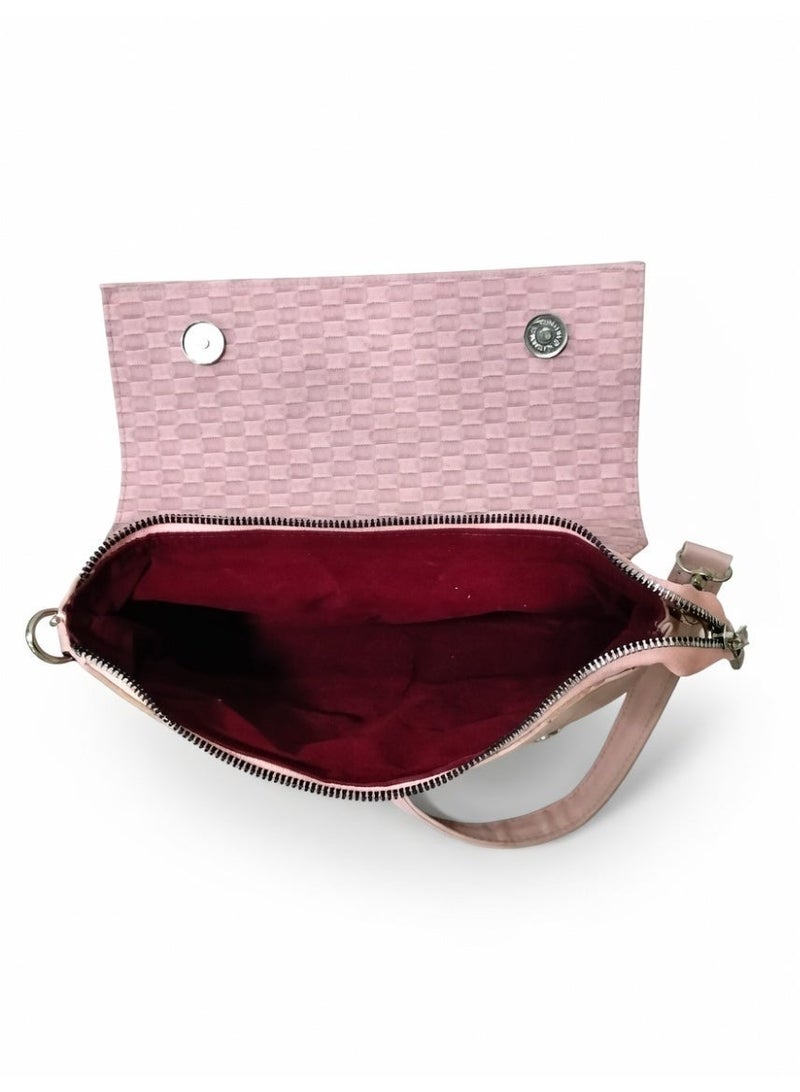 Elegant Woven Shoulder Bag for Women – Timeless Sophistication & Everyday Comfort - Pink - Image 3