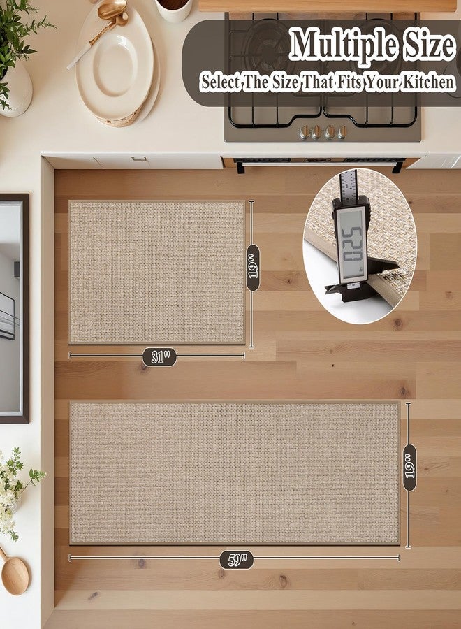 Ileading Kitchen Rugs Set of 2, Anti Fatigue Cushioned Floor Mats for Kitchen, Non Slip Rubber Backing Polypropylene Woven Runner Rug, Heavy Duty & Slip Resistant Standing Mat - Image 2