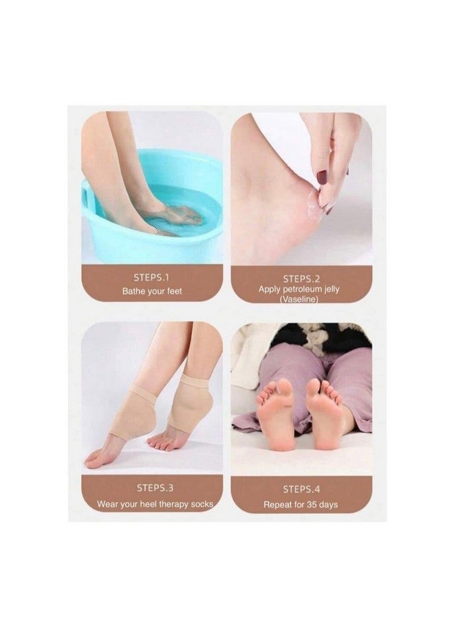 Newvent Newvent® 2Pair Hard Cracked Heels Repair Socks For Pain Relief | Foot Ankle Support Cushion | Silicone Gel Heel Pad - Image 3