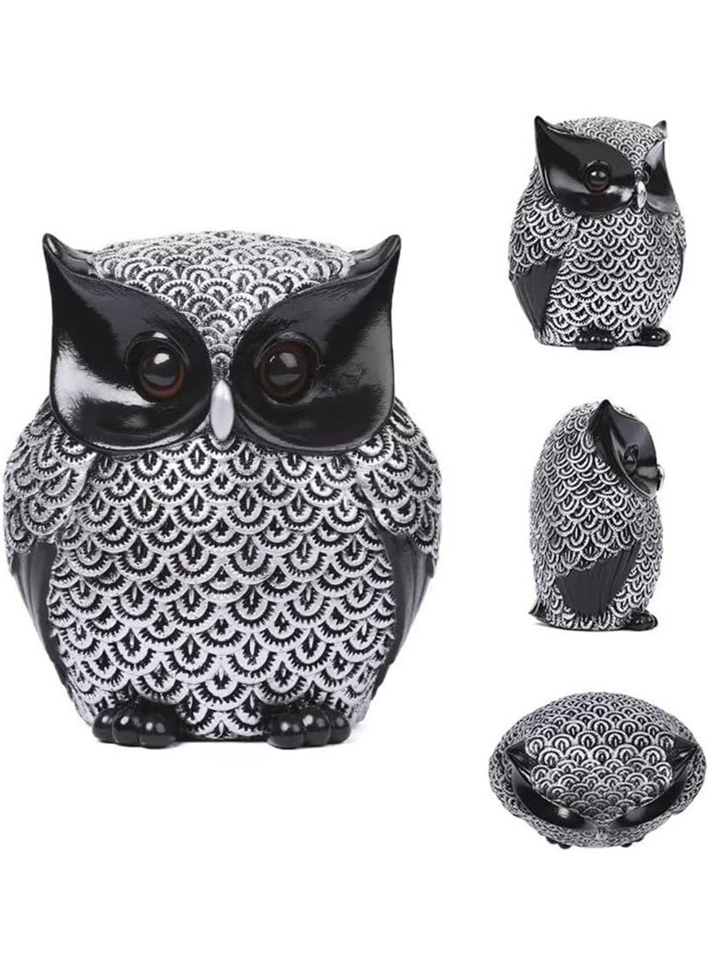 Owl Statue Home Decor Accents Small Decor Items for Shelf Owl Figurines Home Decorations for Living Room Office Bedroom, Gifts for Owl Lover (Silver) - Image 2