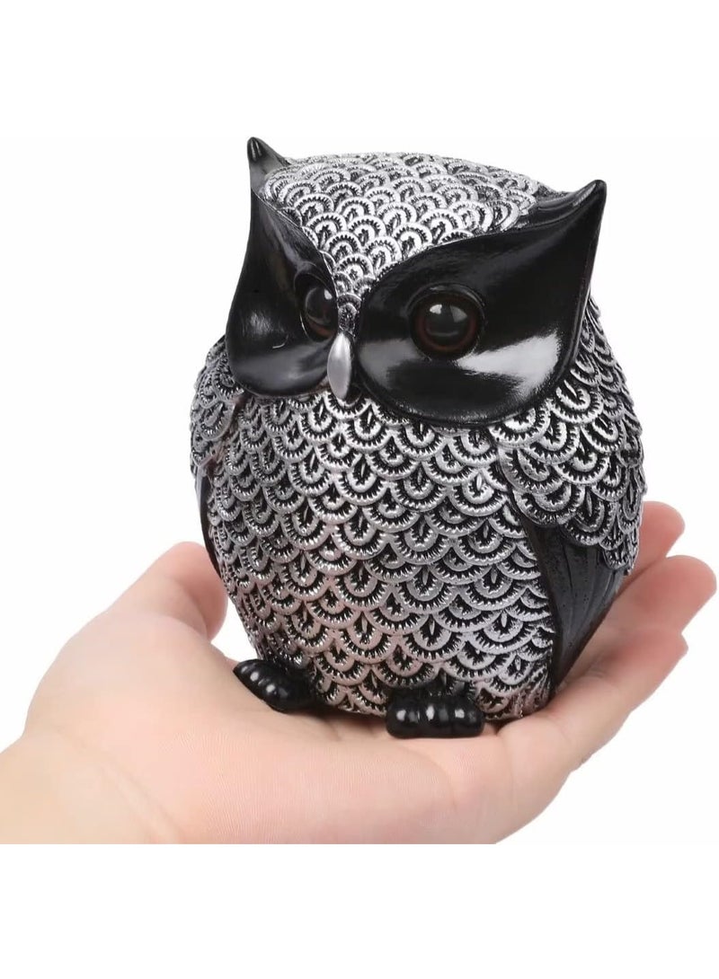 Owl Statue Home Decor Accents Small Decor Items for Shelf Owl Figurines Home Decorations for Living Room Office Bedroom, Gifts for Owl Lover (Silver) - Image 3
