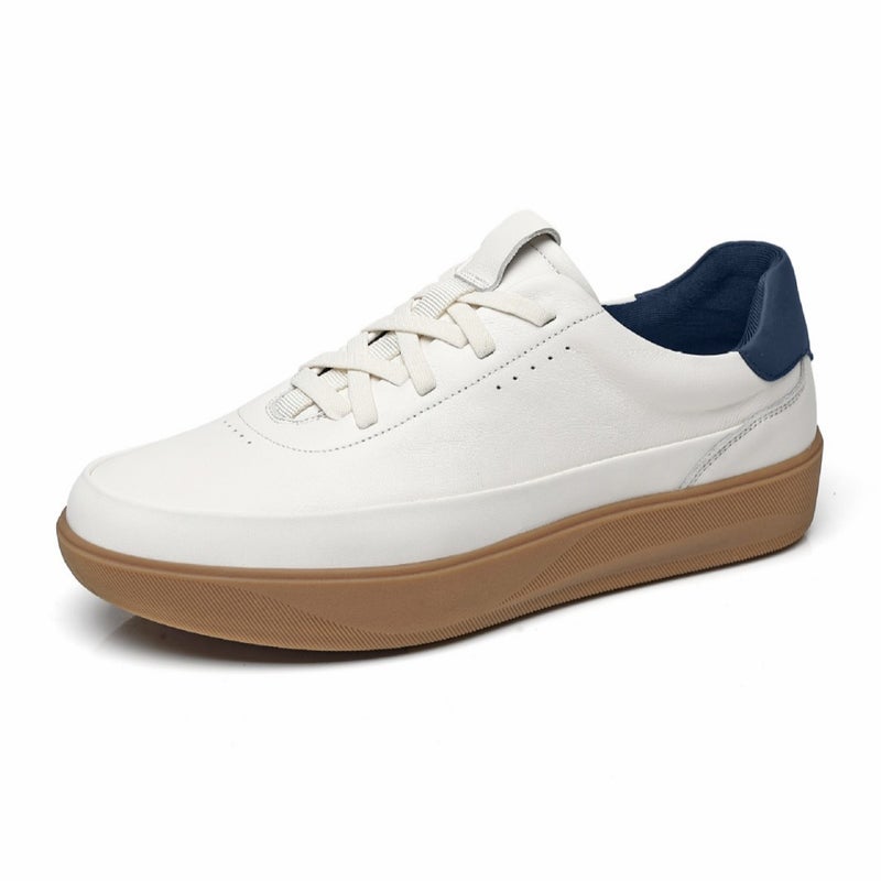First-Layer Cowhide White Shoes for Men 2025 New Breathable Versatile Soft-Soled Casual Shoes Thick-Soled Sports Style Moral Training Shoes - Image 3