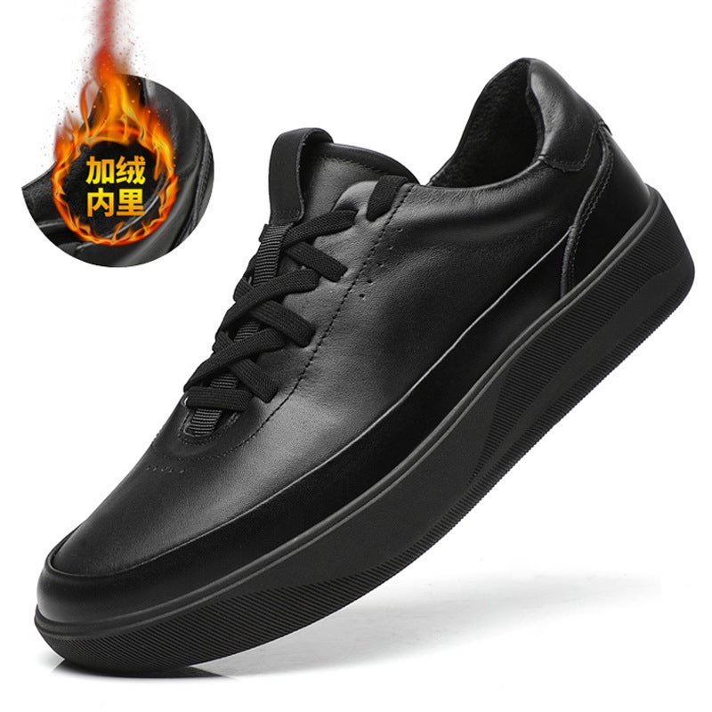 First-Layer Cowhide White Shoes for Men 2025 New Breathable Versatile Soft-Soled Casual Shoes Thick-Soled Sports Style Moral Training Shoes - Image 1