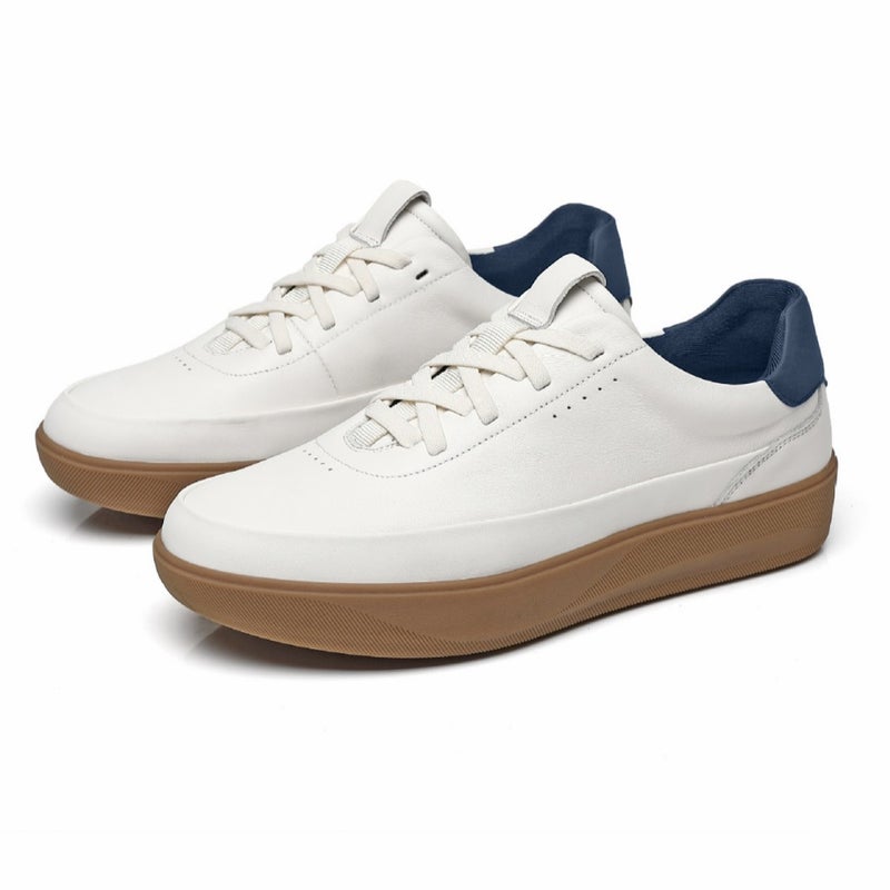 First-Layer Cowhide White Shoes for Men 2025 New Breathable Versatile Soft-Soled Casual Shoes Thick-Soled Sports Style Moral Training Shoes - Image 2