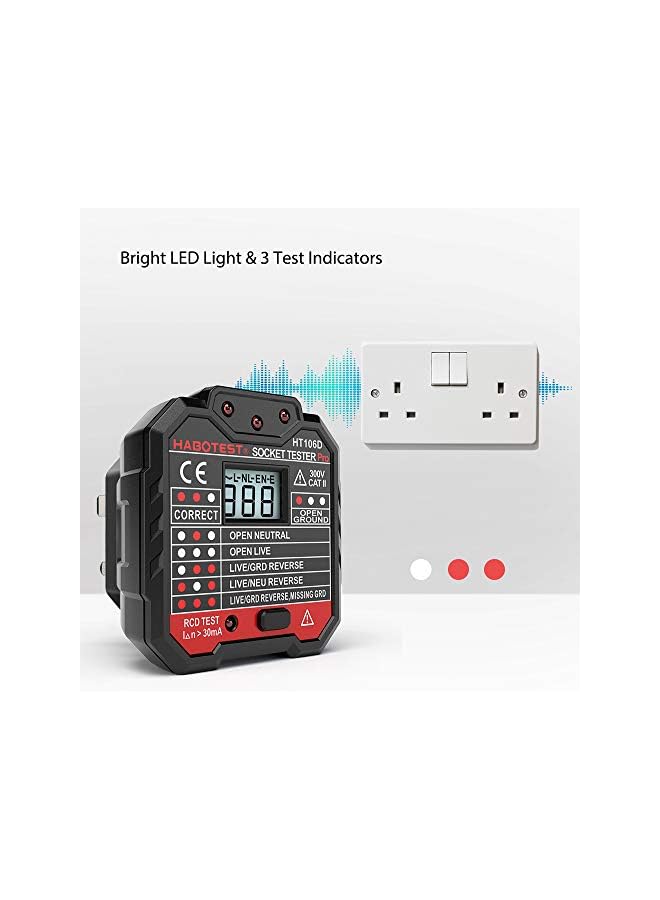 HABOTEST Habotest Portable Non-contact AC Voltage Tester Advanced RCD Electric Socket Tester Outlet/Receptacle Tester with Voltage Backlight LCD Display Pen Shaped V～Alert Detector with Sound and Light Alarm - Image 5