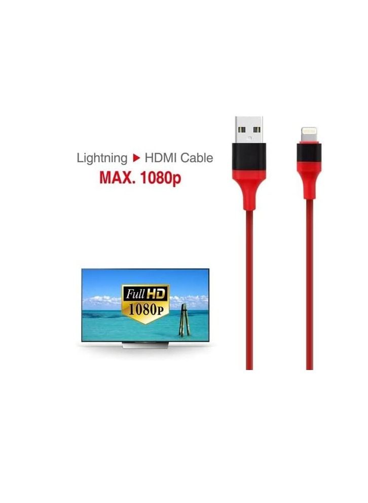 NTECH HDMI Cable Compatible With iPhone iPad HDMI Adapter Cord For iPhone 1080P Digital AV Converter For iPhone 11 XR XS X 8 7 6 to TV/Projector Plug and Play 6 Feet Red