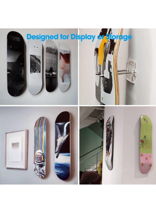 Generic Skateboard Wall Mount, 2 Pack Skateboard Wall Hanger Upgraded Acrylic HoverMount Skateboard Mount Rack Holder for Skateboard Deck Display Decoration & Storage Clear  - Image 4