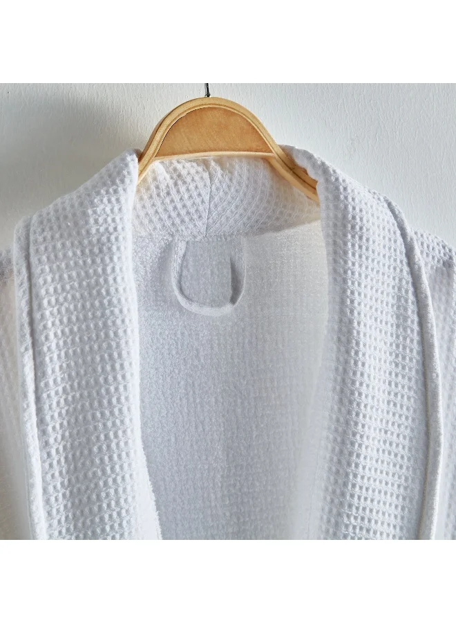 Home Box Luxe Waffle Terry Cotton Bathrobe - Medium