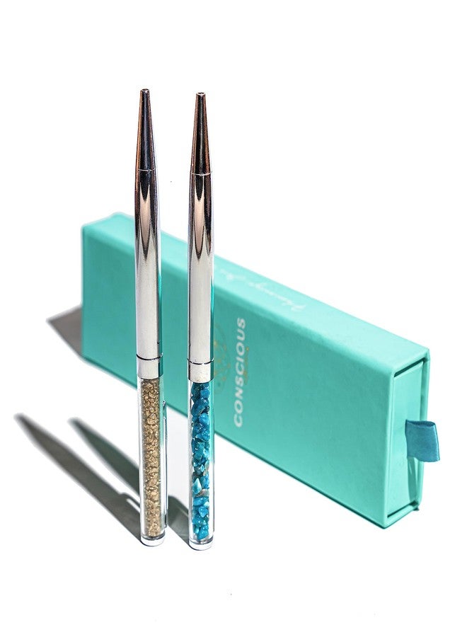 Conscious Items - Endless Possibilities Pen Set - Pyrite and Apatite Crystal Pen Set with Crystals - Fancy Pens for Women and Men - Unique Gifts for Girls - Image 1