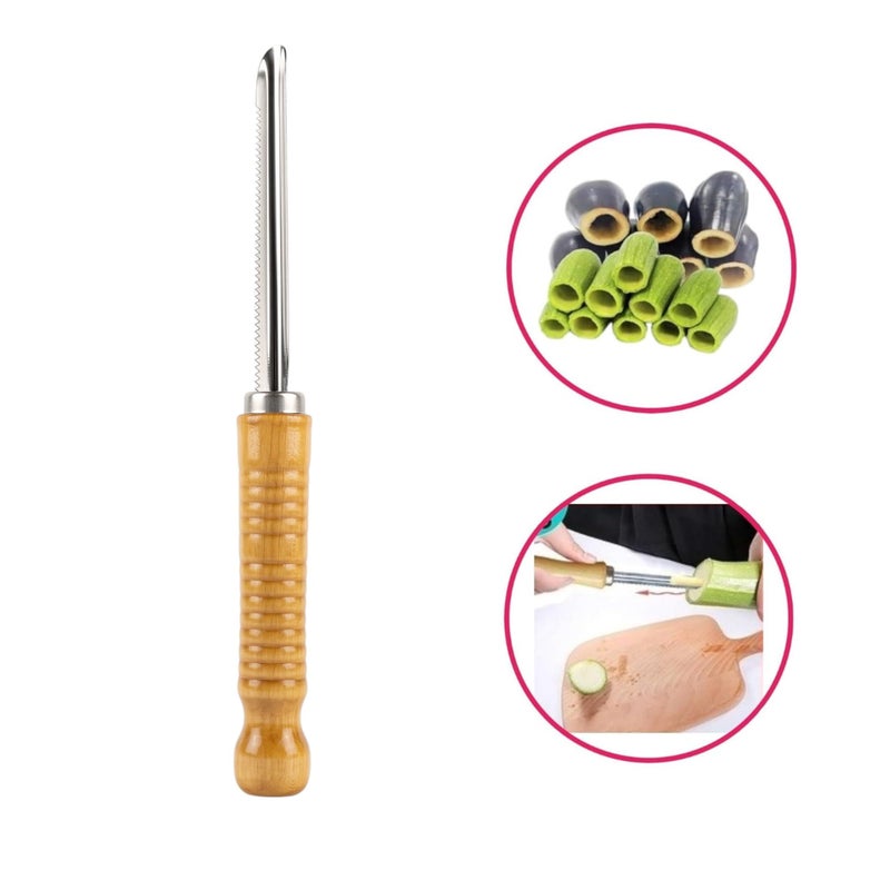 Corer with Comfortable Wooden Handle - High Quality Stainless Steel - Image 2