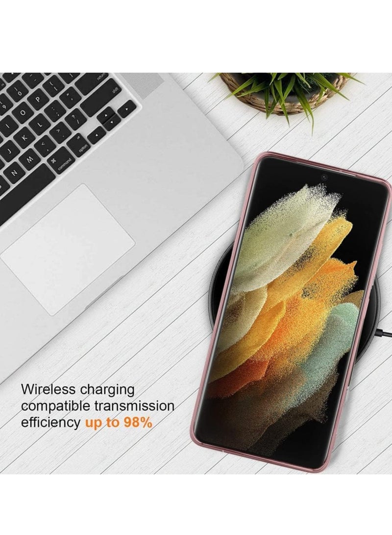 MIGOFAST Samsung Galaxy S21 Ultra Mag-safe Case Support Wireless Charging Galaxy S21 Ultra Magnetic Cover Soft TPU Shockproof Camera Lens Protective Case Rose Pink - Image 5