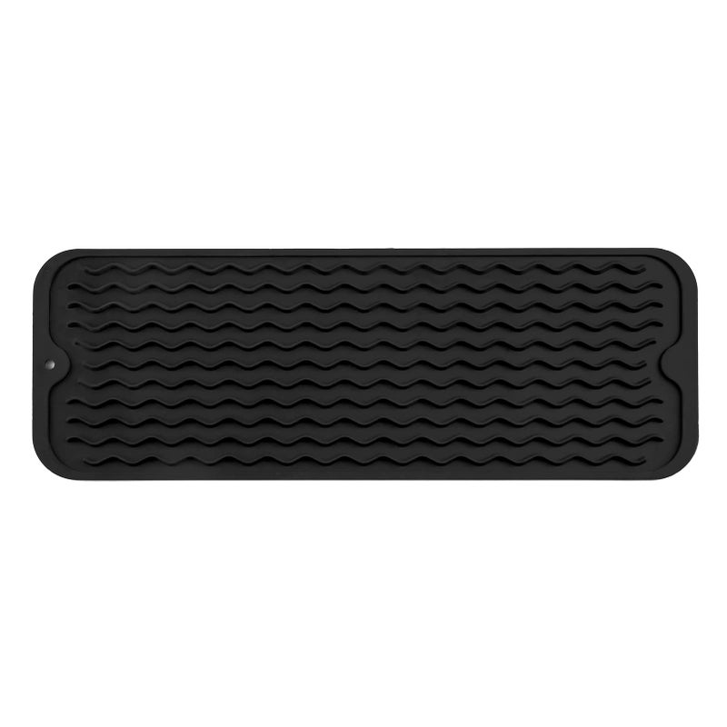 MicoYang Silicone Dish Drying Mat for Multiple UsageEasy cleanEcofriendlyHeatresistant Silicone Mat for Kitchen CounterSinkBarBottleor Cup Black M 17 inches x 6 inches