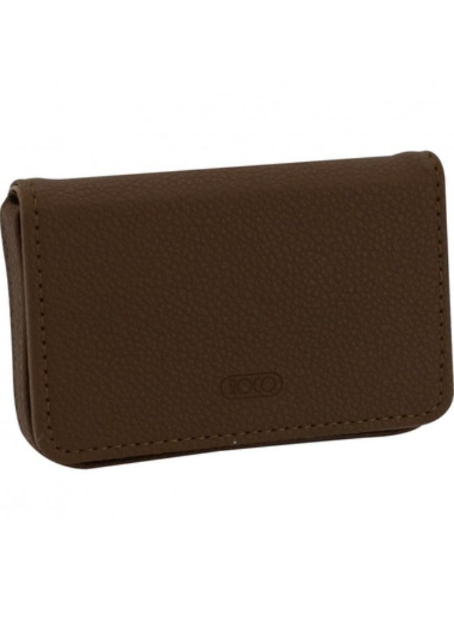 ROCO Business Card Case 15 Cards9 X 5.5 cm Card Size PU Material Brown - Image 1