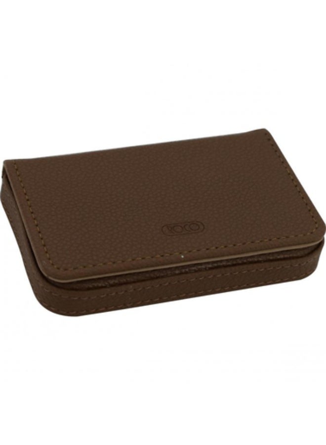 ROCO Business Card Case 15 Cards9 X 5.5 cm Card Size PU Material Brown - Image 3