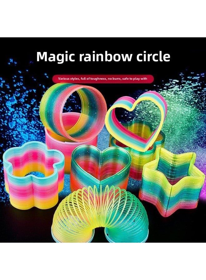 Large Rainbow Circle Toy Kidsren's Stacking Circle Luminous Elastic Circle Magic Special-shaped Elastic Circle-Color:[rainbow Circle]: Send Sports Bracelet-Specifications:Medium Size [rainbow Color + Sequin Color] 2 Pack  - Image 3