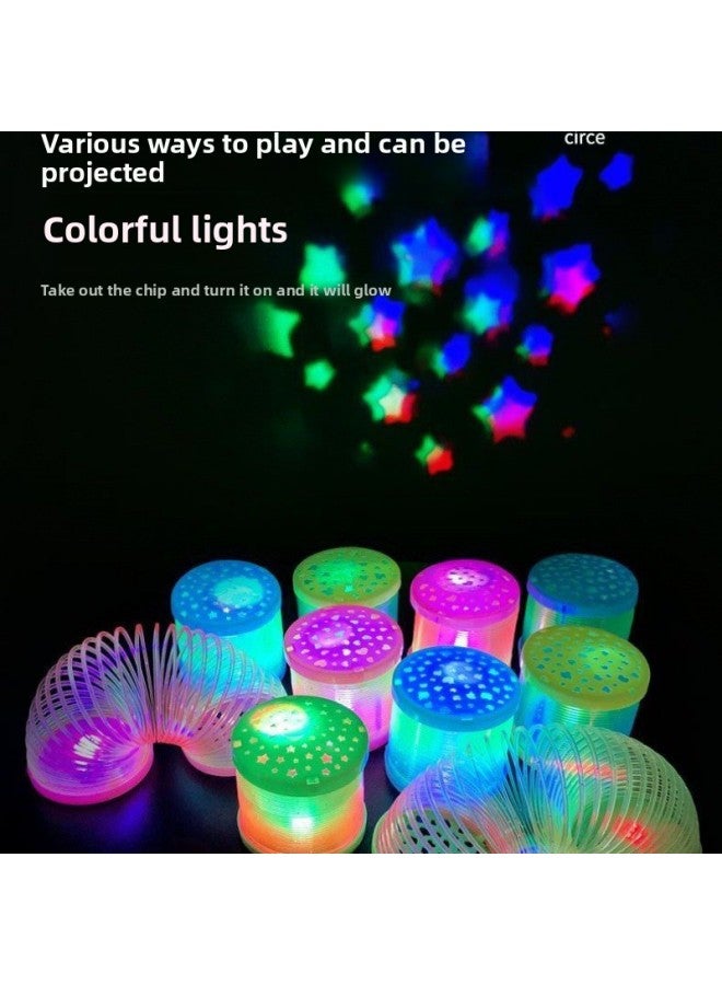 Large Rainbow Circle Toy Kidsren's Stacking Circle Luminous Elastic Circle Magic Special-shaped Elastic Circle-Color:[rainbow Circle]: Send Sports Bracelet-Specifications:Medium Size [rainbow Color + Sequin Color] 2 Pack  - Image 5